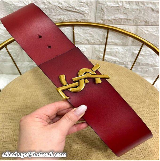 New Design Yves Saint Laurent Width 7CM Logo Leather Belt Y8101 Red