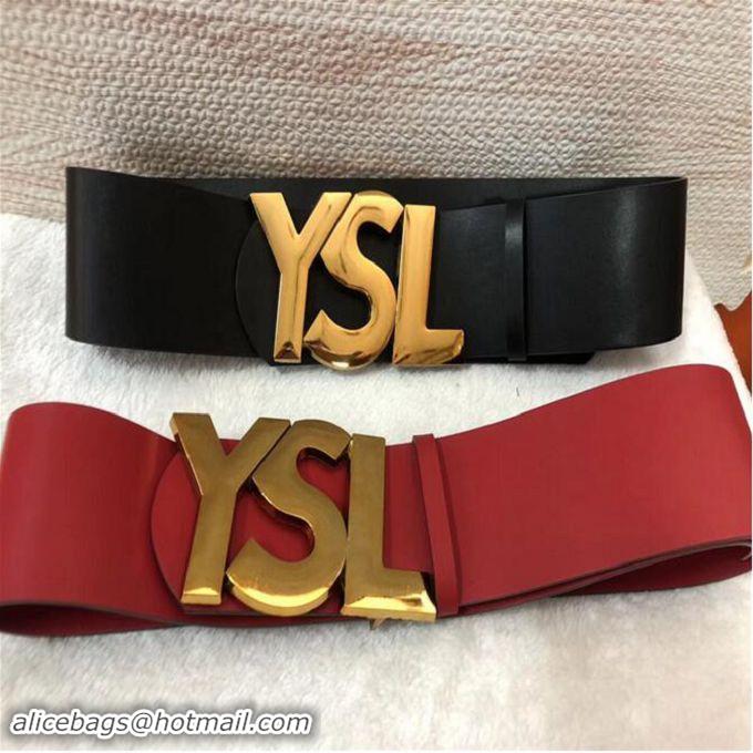 Buy Luxury Yves Saint Laurent Width 7CM Logo Leather Belt Women Y8102 Red