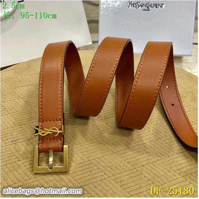 Top Sell Yves Saint Laurent Width 2.5CM Logo Leather Belt Women Y8103 Brown