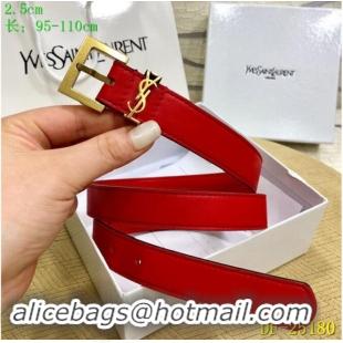 Buy Cheap Yves Saint Laurent Width 2.5CM Logo Leather Belt Women Y8104 Red