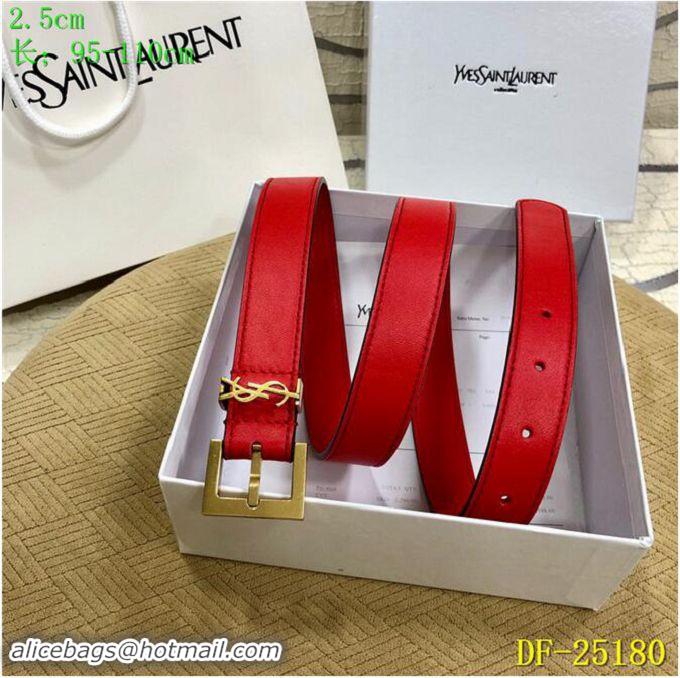 Buy Cheap Yves Saint Laurent Width 2.5CM Logo Leather Belt Women Y8104 Red