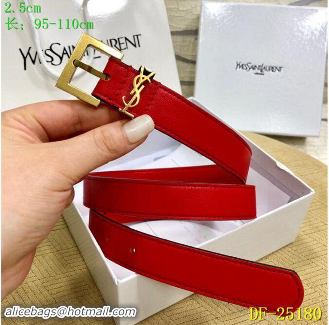 Buy Cheap Yves Saint Laurent Width 2.5CM Logo Leather Belt Women Y8104 Red