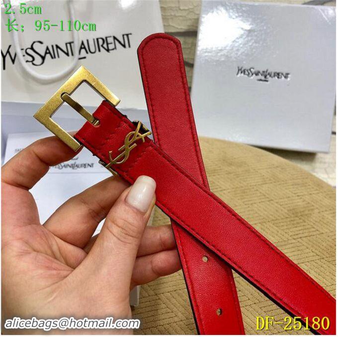 Buy Cheap Yves Saint Laurent Width 2.5CM Logo Leather Belt Women Y8104 Red