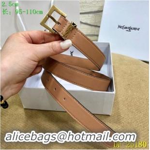 Knockoffs Yves Saint Laurent Width 2.5CM Logo Leather Belt Women Y8104 Light Brown