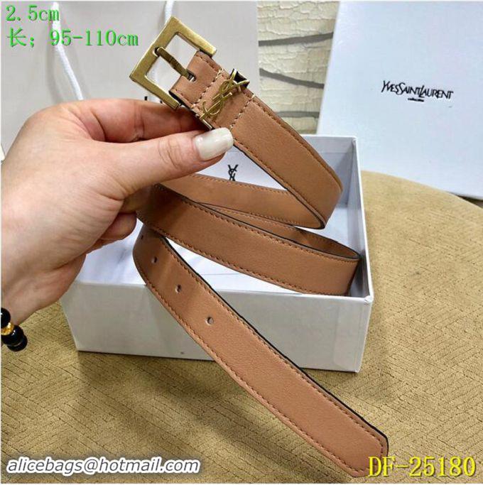 Knockoffs Yves Saint Laurent Width 2.5CM Logo Leather Belt Women Y8104 Light Brown