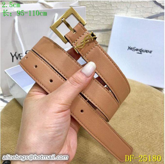 Knockoffs Yves Saint Laurent Width 2.5CM Logo Leather Belt Women Y8104 Light Brown