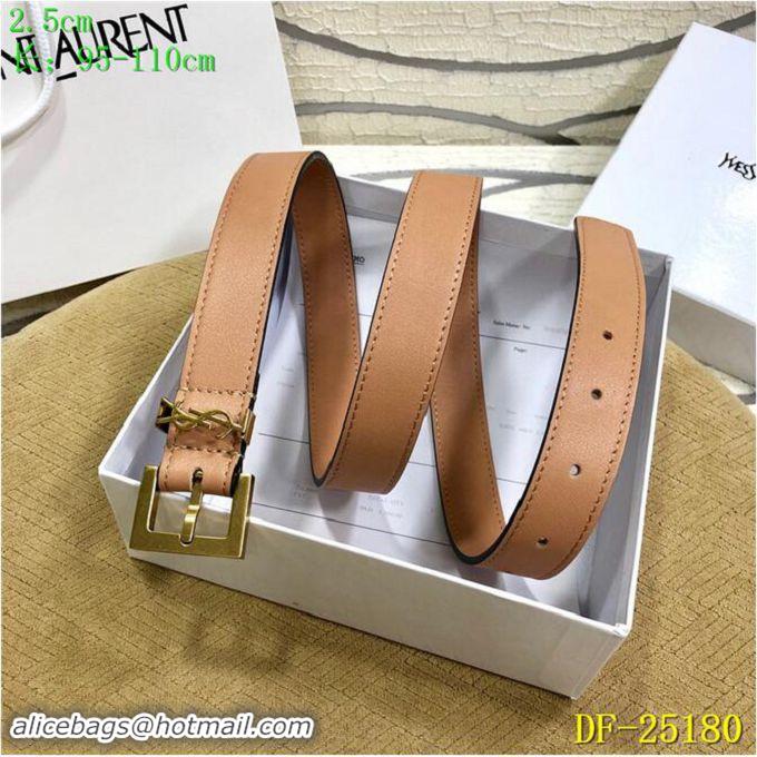 Knockoffs Yves Saint Laurent Width 2.5CM Logo Leather Belt Women Y8104 Light Brown