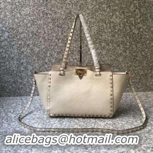 Classic Hot VALENTINO Rockstud medium tote 0972 white