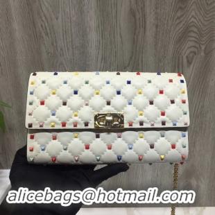 Hot Style VALENTINO Rockstud Spike quilted clutch 72610 white