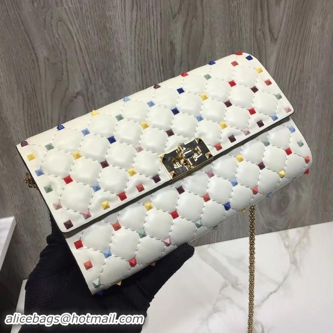 Hot Style VALENTINO Rockstud Spike quilted clutch 72610 white