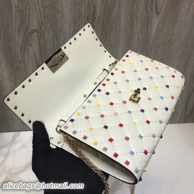 Hot Style VALENTINO Rockstud Spike quilted clutch 72610 white