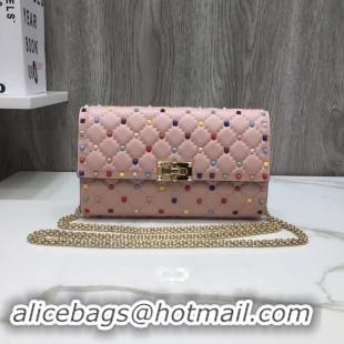 Stylish VALENTINO Rockstud quilted leather cross-body bag 72610 pink