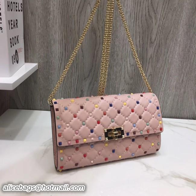 Stylish VALENTINO Rockstud quilted leather cross-body bag 72610 pink