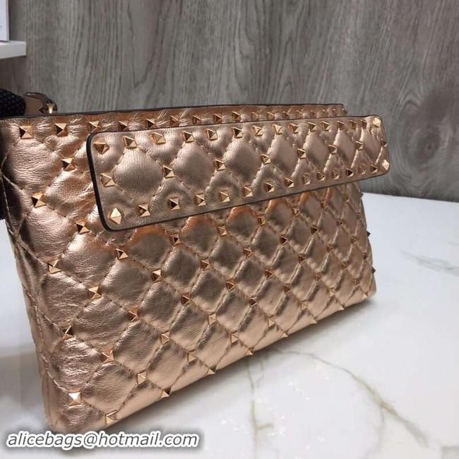 Luxury VALENTINO leather clutch 0125 Rose gold