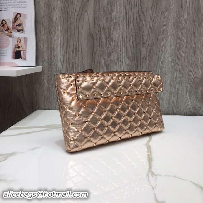 Luxury VALENTINO leather clutch 0125 Rose gold