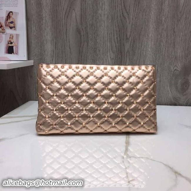 Luxury VALENTINO leather clutch 0125 Rose gold