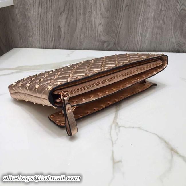 Luxury VALENTINO leather clutch 0125 Rose gold