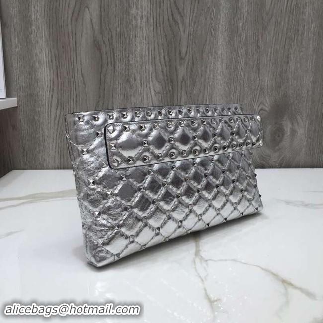 Luxury VALENTINO leather clutch 0125 silver