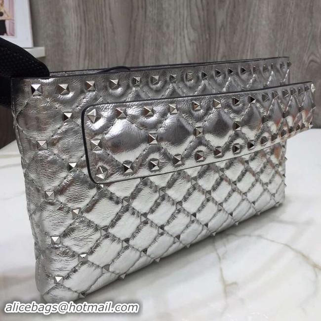 Luxury VALENTINO leather clutch 0125 silver