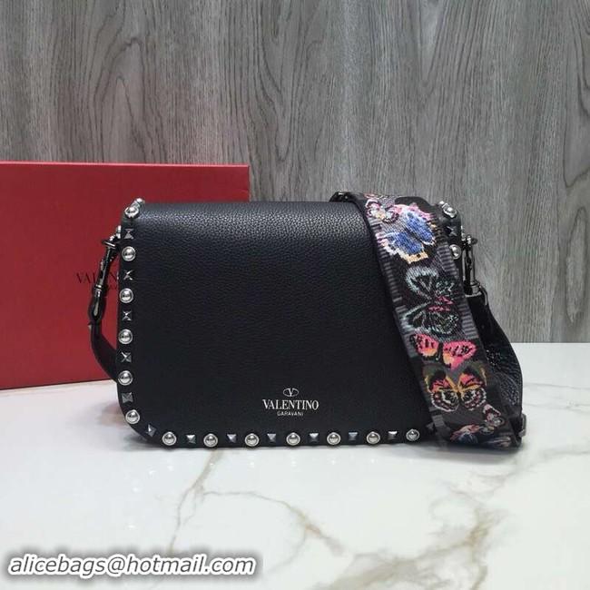 Best Price VALENTINO Rockstud grained leather messenger 0936B black