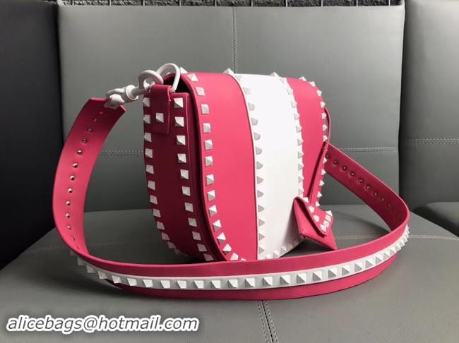 Grade Quality VALENTINO leather shoulder bag 0781 rose&white