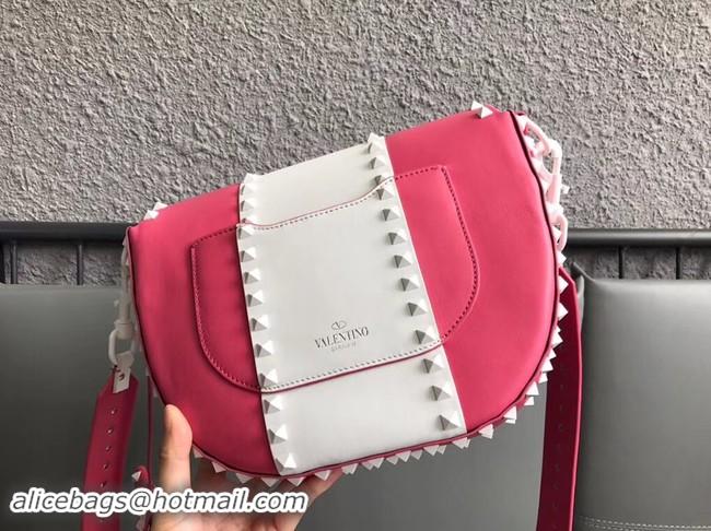 Grade Quality VALENTINO leather shoulder bag 0781 rose&white