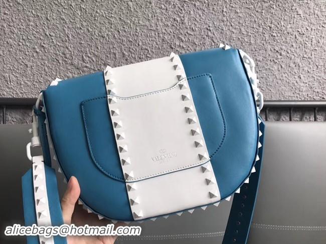 Good Quality VALENTINO leather shoulder bag 0781 blue&white