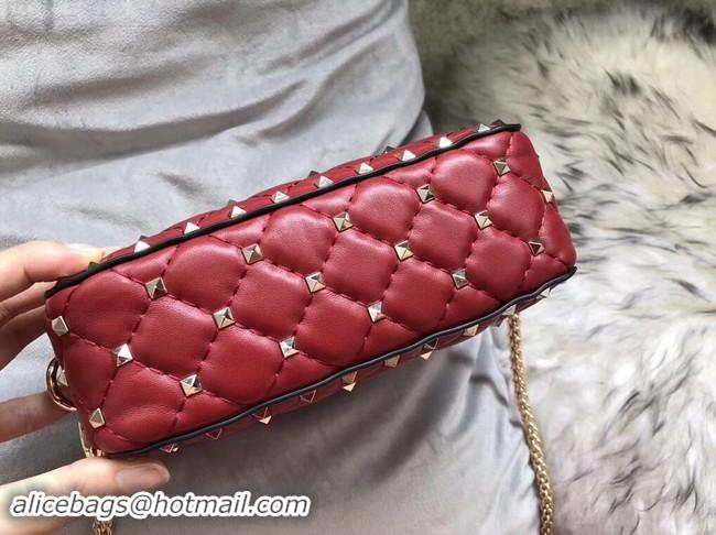 Discount VALENTINO Rockstud leather camera cross-body bag 57367 red