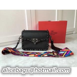 Best Product VALENTINO Rockstud leather messenger bag B50055 black