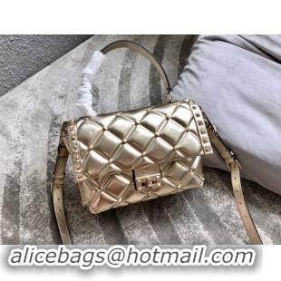 Popular Style VALENTINO Candy Rockstud quilted leather shoulder bag 6019 gold