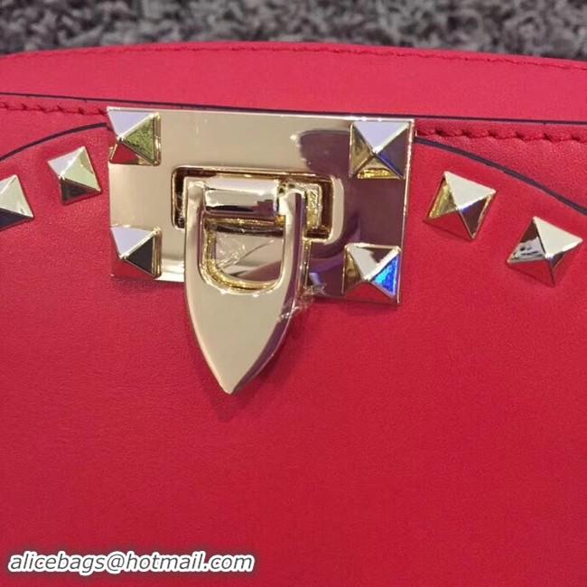 Discount Valentino Garavani Rockstud leather shoulder bag 7279 red