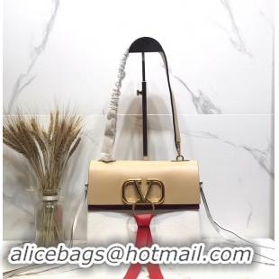 Practical Valentino Garavani VRING Small leather shoulder bag 00843 Apricot&white