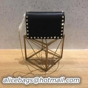 Top Quality Valentino Garavani Rockstud leather clutch 01327 black