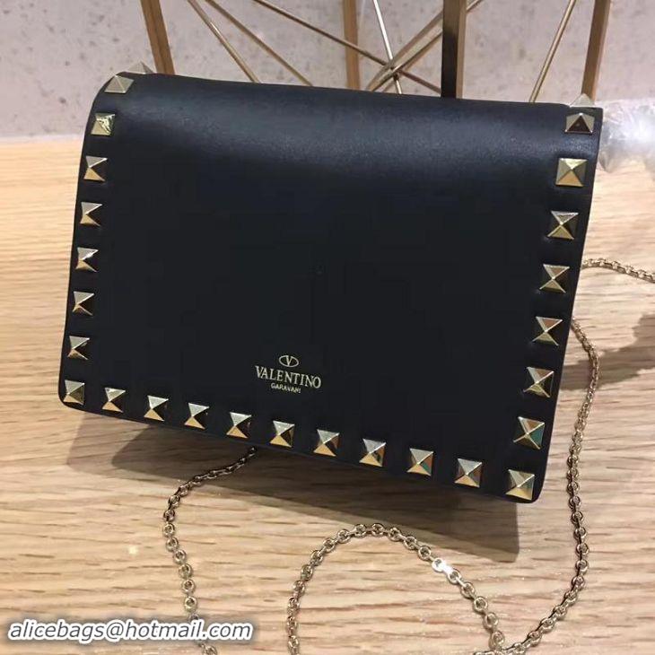 Top Quality Valentino Garavani Rockstud leather clutch 01327 black