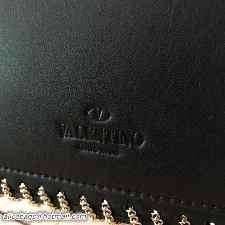 New Fashion VALENTINO Leather Bag Black 2046 Gold Chain