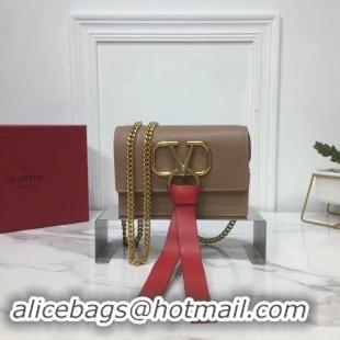 Stylish VALENTINO Origianl Leather Bag V0009 Apricot