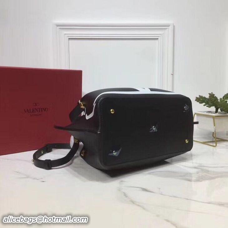 Unique Style VALENTINO Origianl Leather Bag V0099 Black