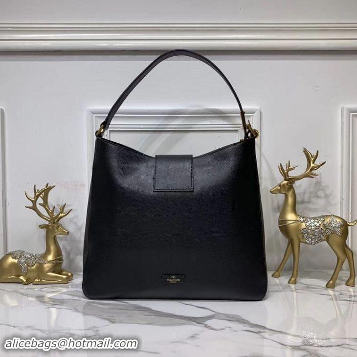 Good Quality VALENTINO Origianl Palm Leather Bag V5002 Black