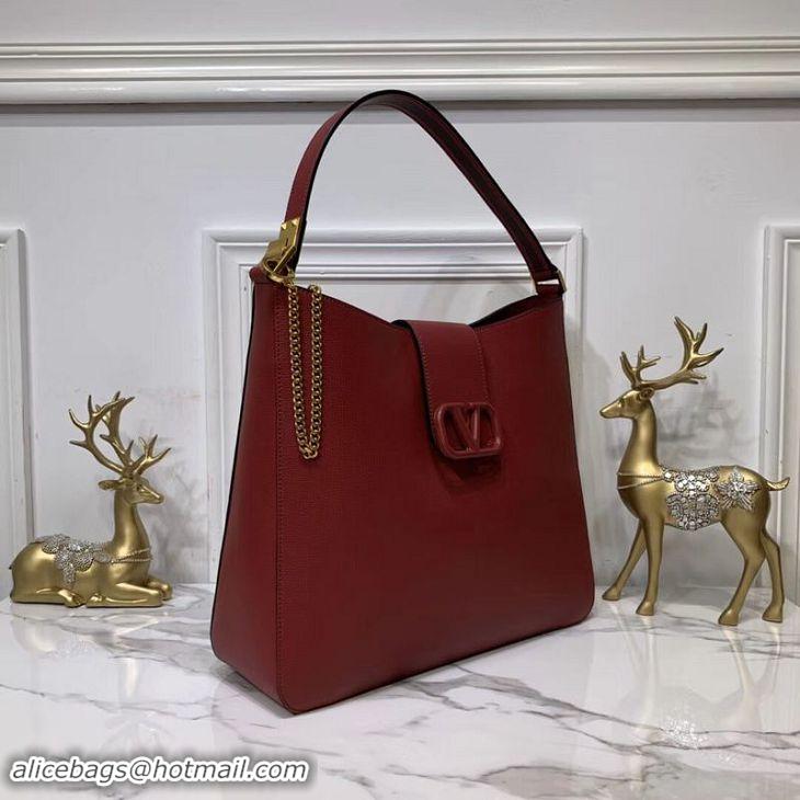 Luxurious VALENTINO Origianl Palm Leather Bag V5002 Wine