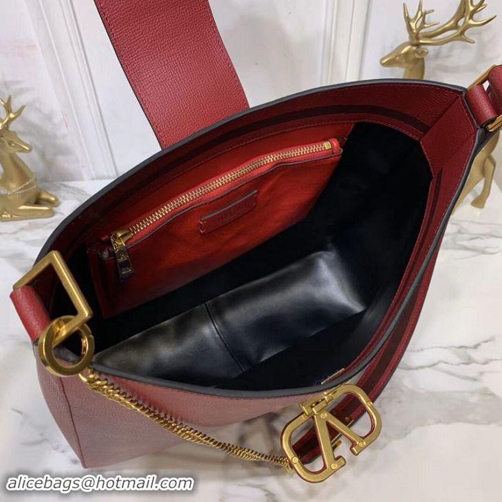 Luxurious VALENTINO Origianl Palm Leather Bag V5002 Wine