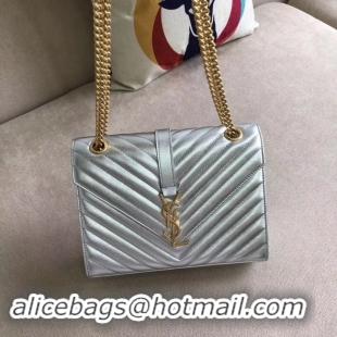 Pretty Style YSL Flap Bag Calfskin Leather 396910 silver