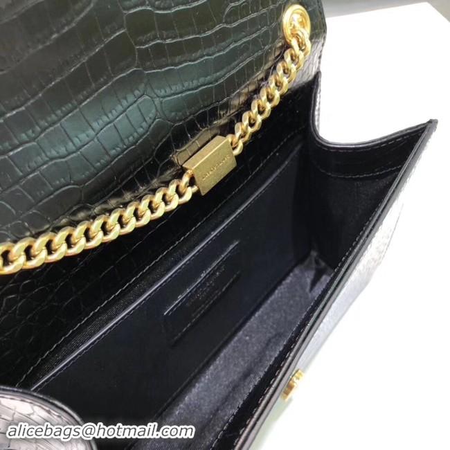 Discounts SAINT LAURENT Kate croc-embossed leather shoulder bag 474366 black