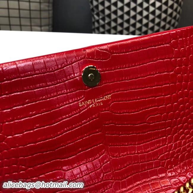 Duplicate SAINT LAURENT Kate croc-embossed leather shoulder bag 474366 red