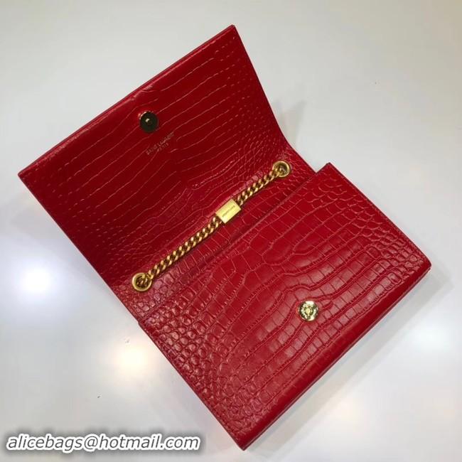 Duplicate SAINT LAURENT Kate croc-embossed leather shoulder bag 474366 red