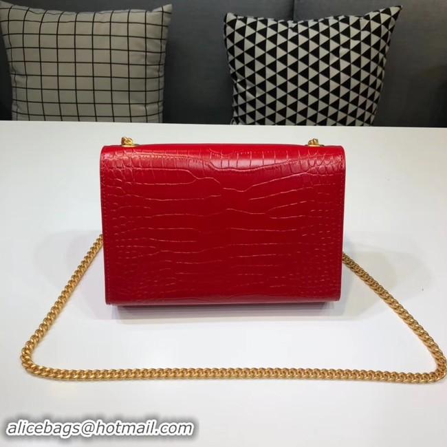 Duplicate SAINT LAURENT Kate croc-embossed leather shoulder bag 474366 red