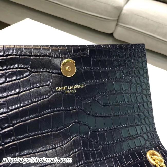 Stylish SAINT LAURENT Kate croc-embossed leather shoulder bag 474366 Royal Blue