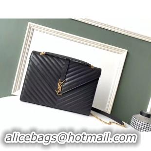 Discount SAINT LAURENT leather shoulder bag 392745 black&gold-toned hardware