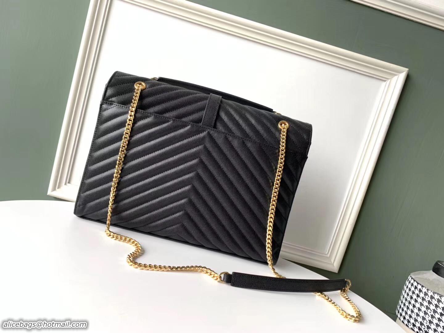 Discount SAINT LAURENT leather shoulder bag 392745 black&gold-toned hardware