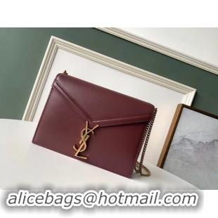 New Style SAINT LAURENT Cassandra leather shoulder bag 532750 Burgundy