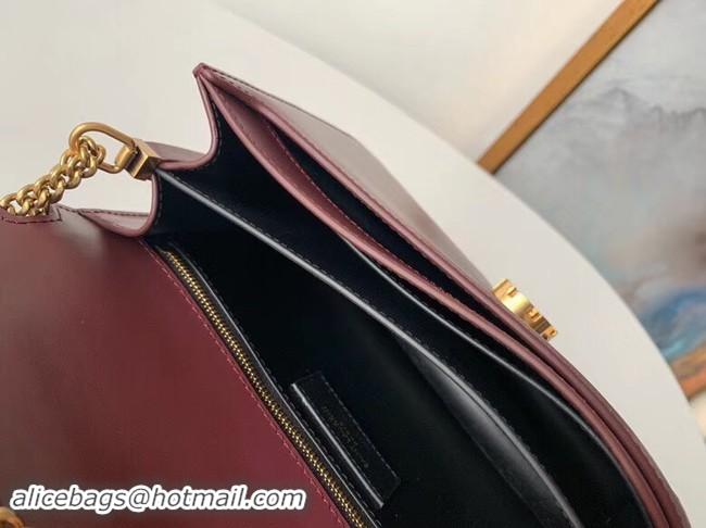 New Style SAINT LAURENT Cassandra leather shoulder bag 532750 Burgundy